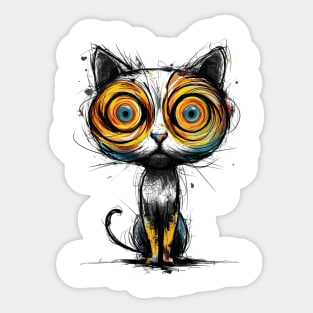 Hypnotic Gaze - Abstract Artistic Cat Sticker